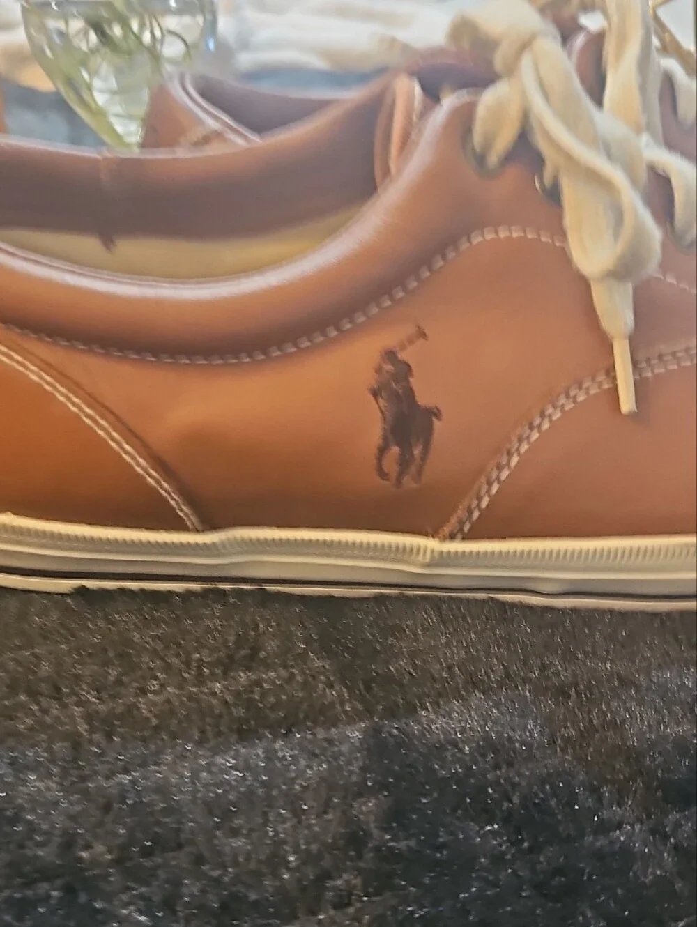 Polo by Ralph Lauren Tan Leather Low-Top Sneakers